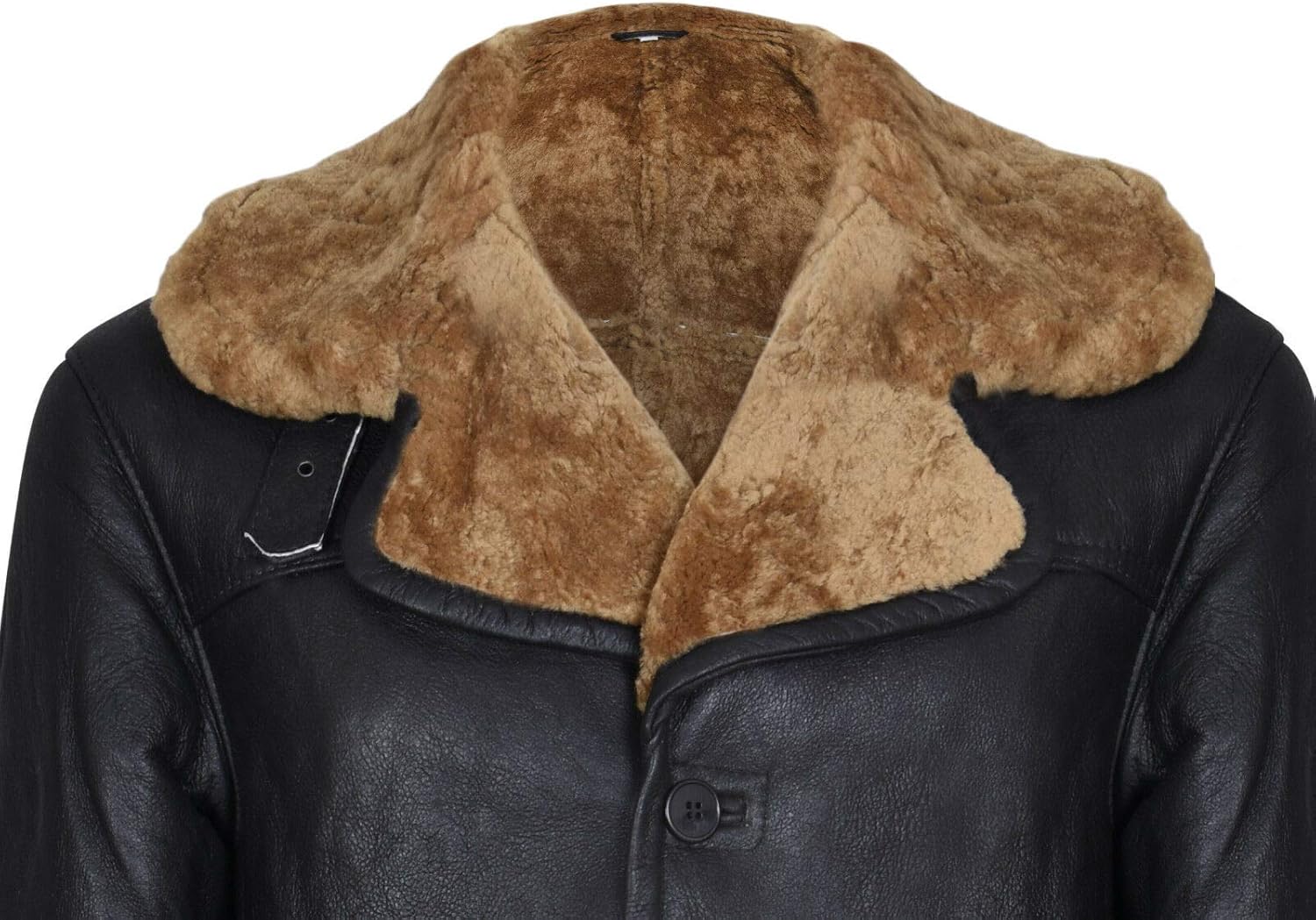 Men’s Brown Long Real Shearling Ginger Sheepskin Leather Cromby Pilot Coat