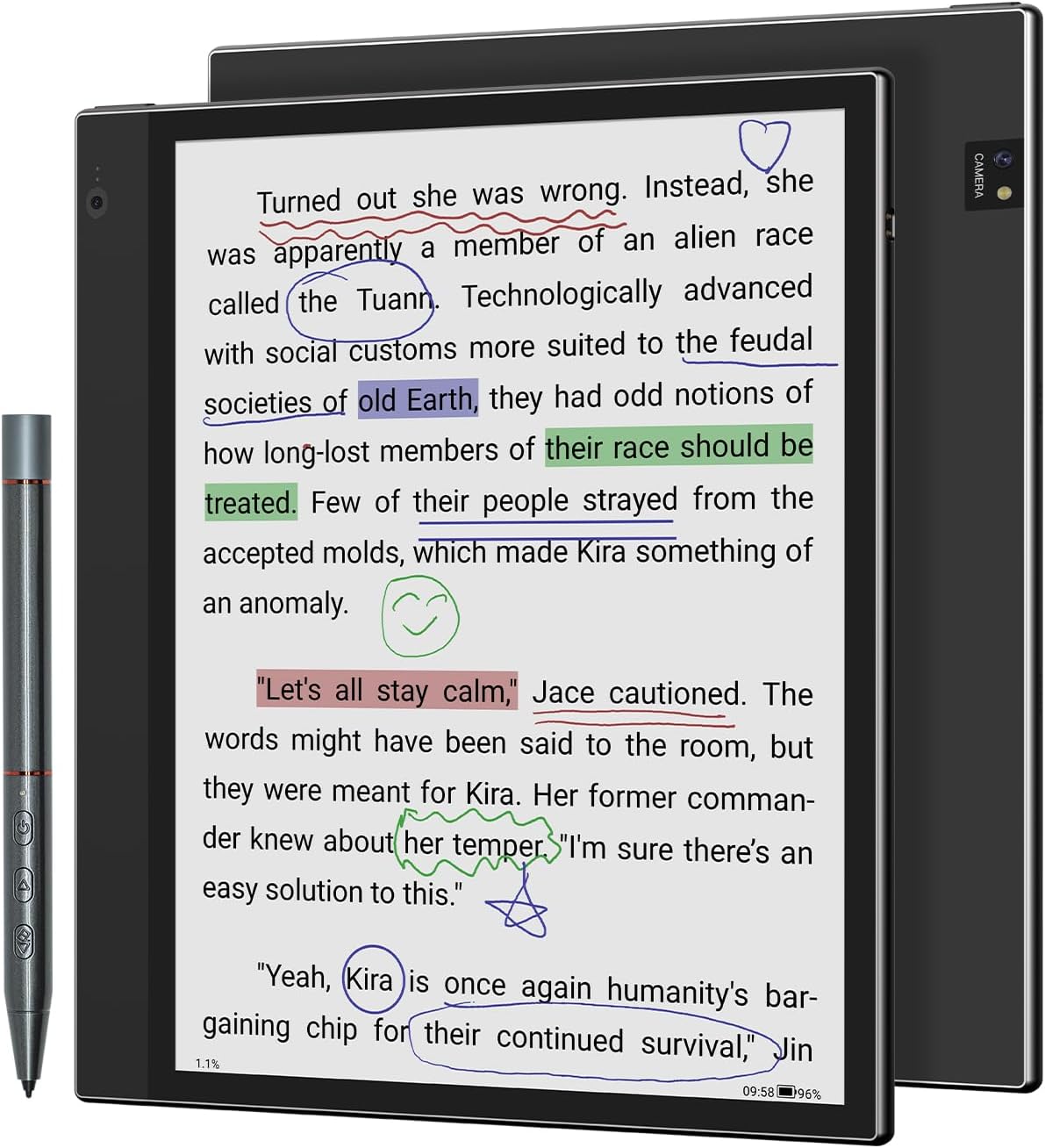 Bigme inkNote Color + E-Reader 10.3" 6G 128GB Dual Cameras TF Card Slot, Notetaking Digital Epaper E Ink Tablet with Stylus and Cover