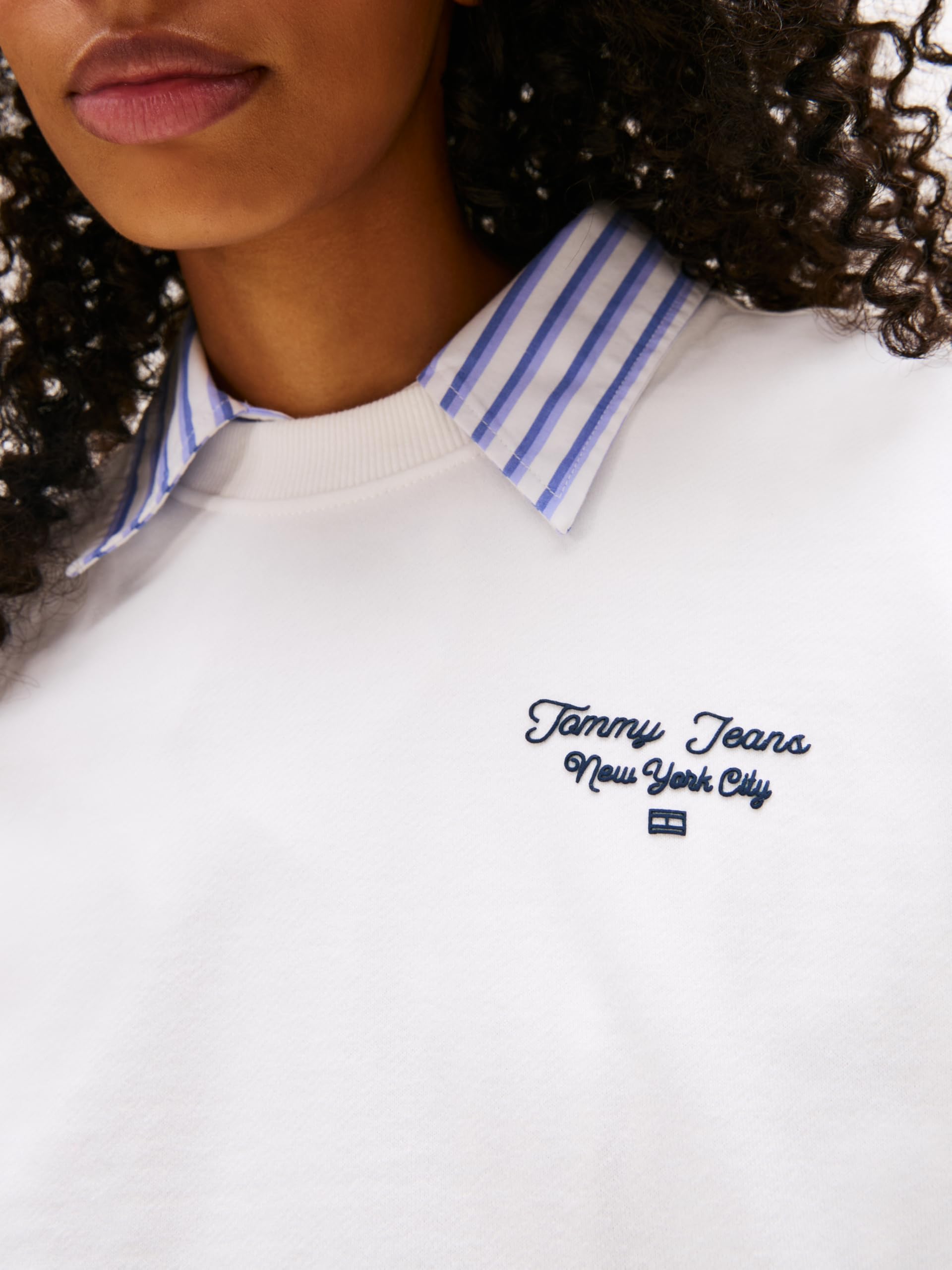 Tommy Jeans Donna Felpa Logo in Cotone