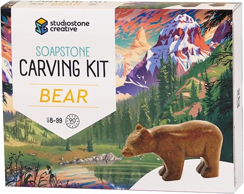 Kit de tallado de artes y manualidades para niños y adultos, escultura de oso esteatita