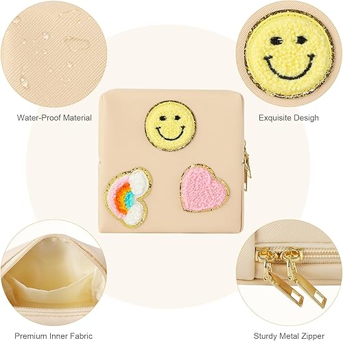 Miniatura 3 de Preppy - Bolsa de periodo de parche para adolescentes y niñas mayores, bolsa de almacenamiento de servilletas sanitarias, bolsas funcionales de piel