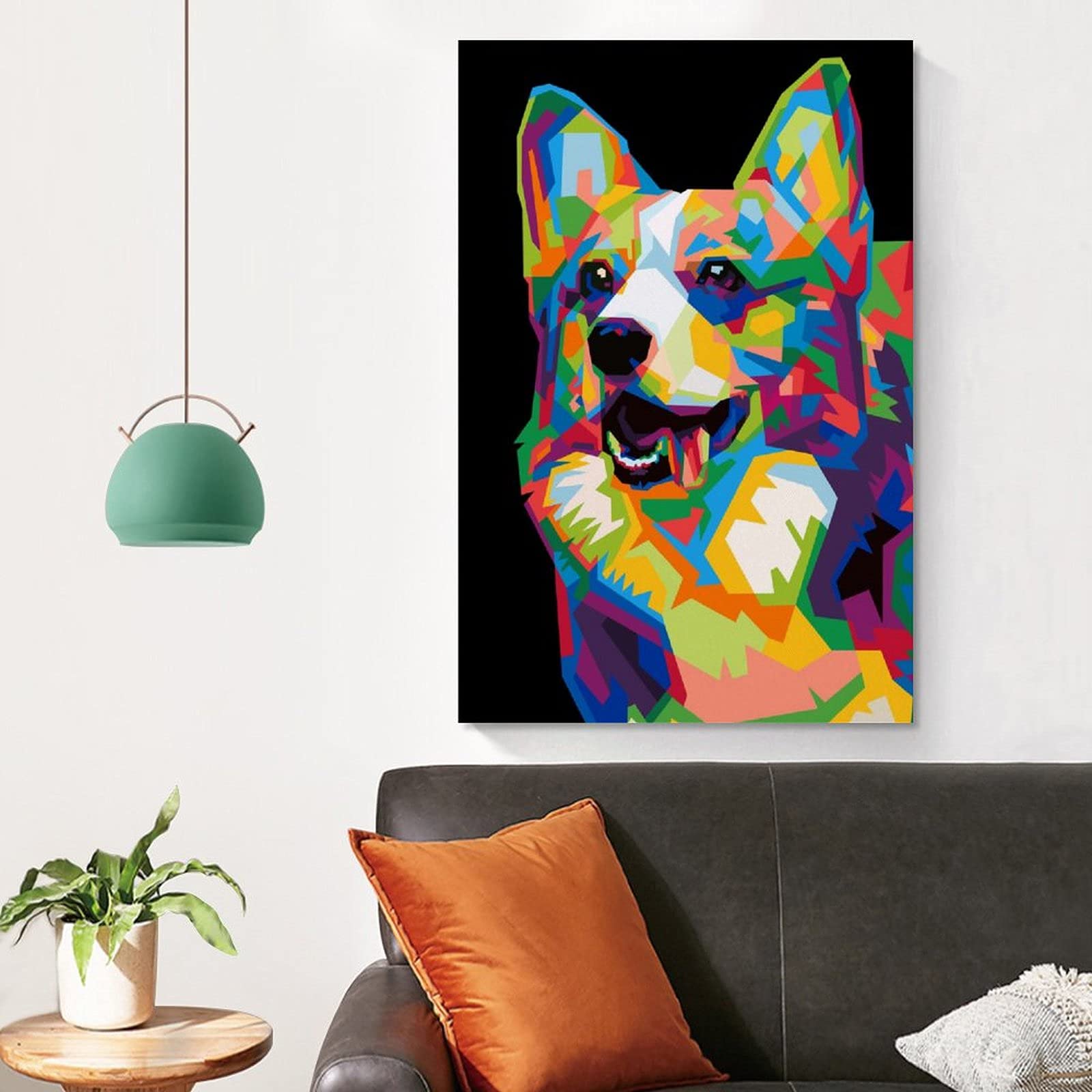 Amazon｜カラフルなウェルシュコーギー犬ポップアートインテリアアート