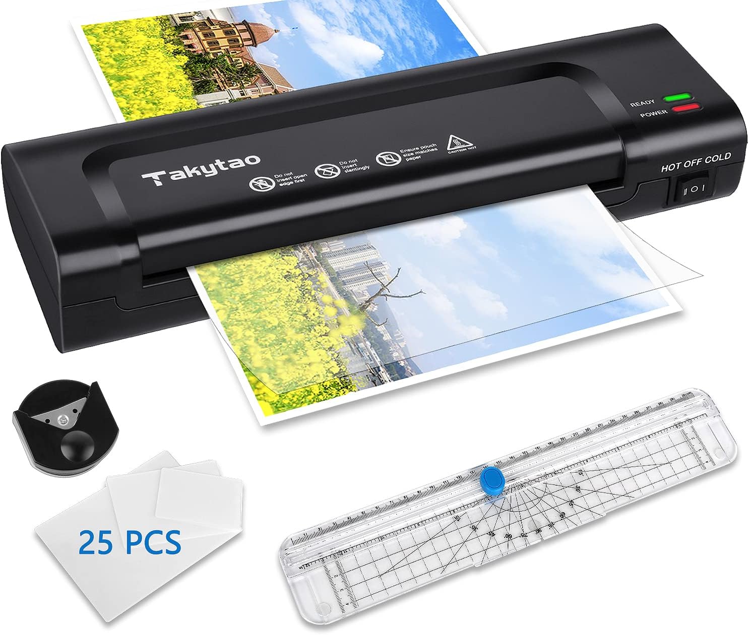 Laminator Machine, 9" Inch Portable Thermal Personal Laminating Machine with Laminating Sheets 25 pcs for A4/A5/A6/A7, 2-Min Faster Preheat Hot & Cold Lamination Machine Office Laminate Machine