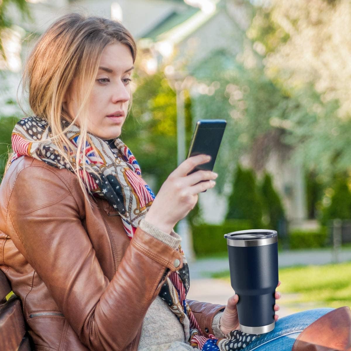 HASLE OUTFITTERS 30oz Stainless Steel Tumbler, Double Wall Vacuum Insulated Travel Mug Tumbler, Durable Insulated Coffee Mug, Gift Box Set (Navy, 12) - Image 6