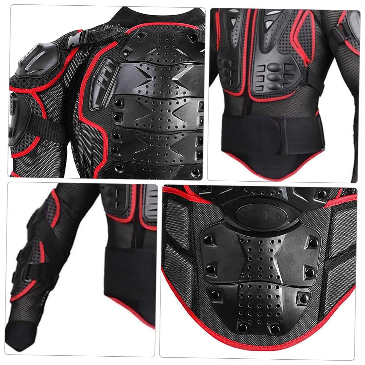 ORFOFE Gilet de Protection Moto Rouge Xl en Tissu et Mousse Anti-chute | Protections Dorsales et Lombaires Amovibles, Rembourrage Latéral Épais, Ceinture Élastique Réglable