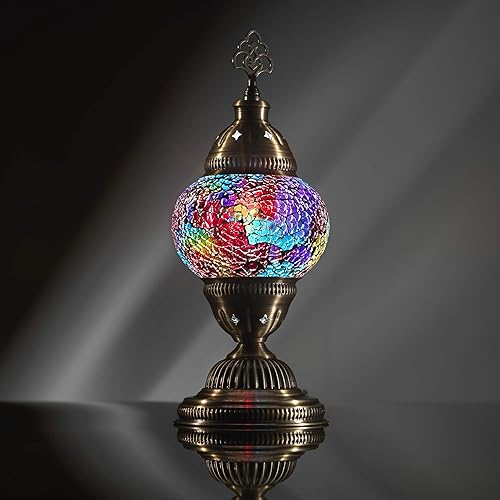 Miniatura 4 de DEMMEX 2021 - Lámpara de mesa turca con mosaico marroquí para mesita de noche, color arcoíris