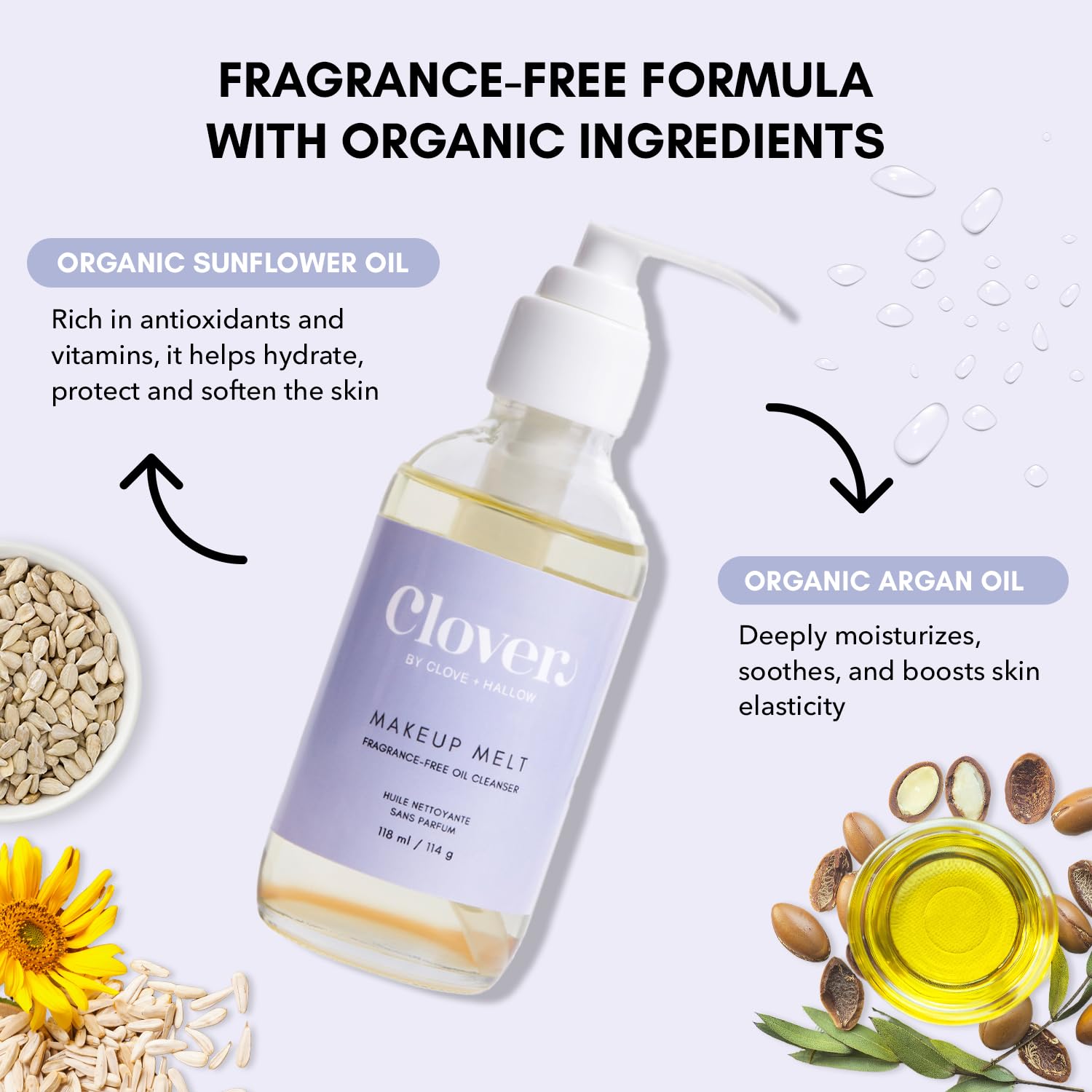 Clover Makeup Melt Milky Cleansing Oil | Gentle Makeup Removal, Skin-Friendly Formula and Residue-Free Rinse | Cruelty-Free & Vegan Face Oil - 4 oz (118 ml)