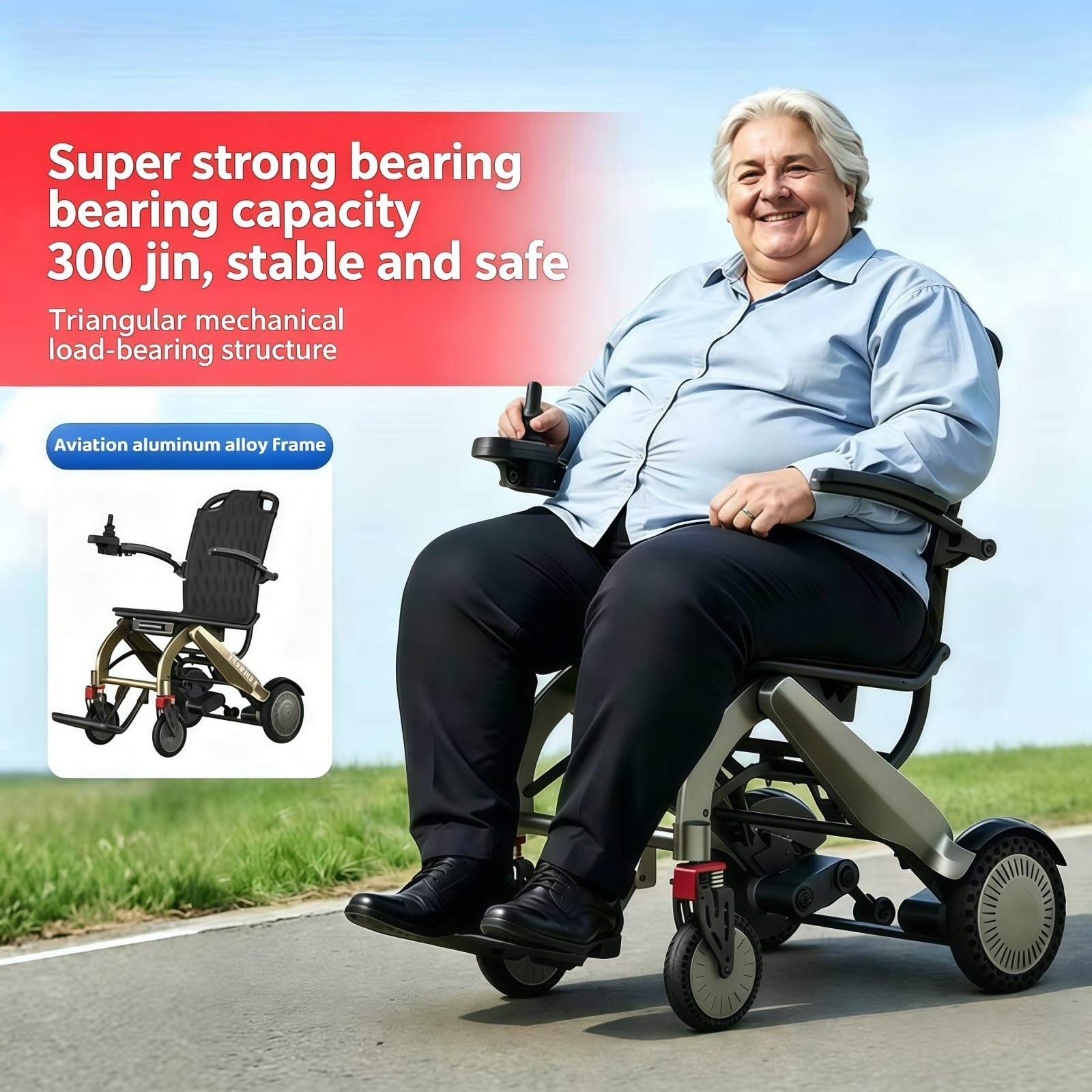 Fauteuil Roulant Électrique Léger pour Adultes, Scooter De Mobilité Motorisé pour Seniors, Ultra-Léger (14,9 Kg), Capacité De 150 Kg, Facile À Transporter Et À Ranger — pour Seniors.