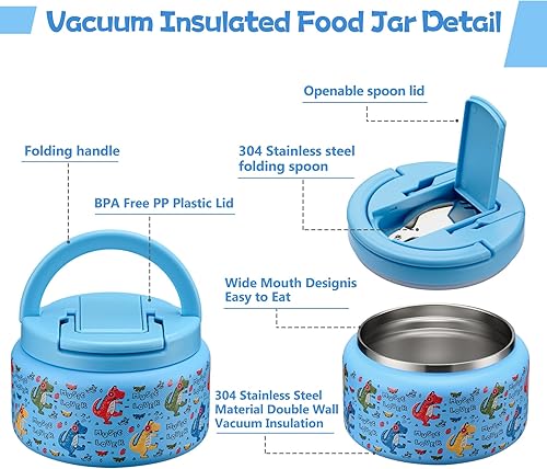 Miniatura 2 de Termo para sopa de 13.5 onzas para comida caliente para niños, frasco de comida aislado al vacío con tapa de hebilla, boca ancha a prueba de fugas,