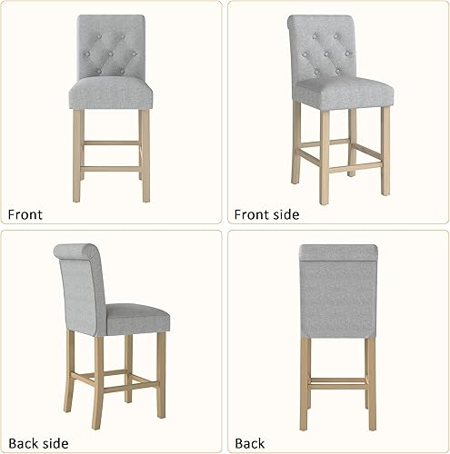 Miniatura 30 de GOTMINSI Juego de 2 taburetes de bar de 24 pulgadas para isla de cocina, taburetes de bar tapizados de altura de mostrador con decoración copetuda,