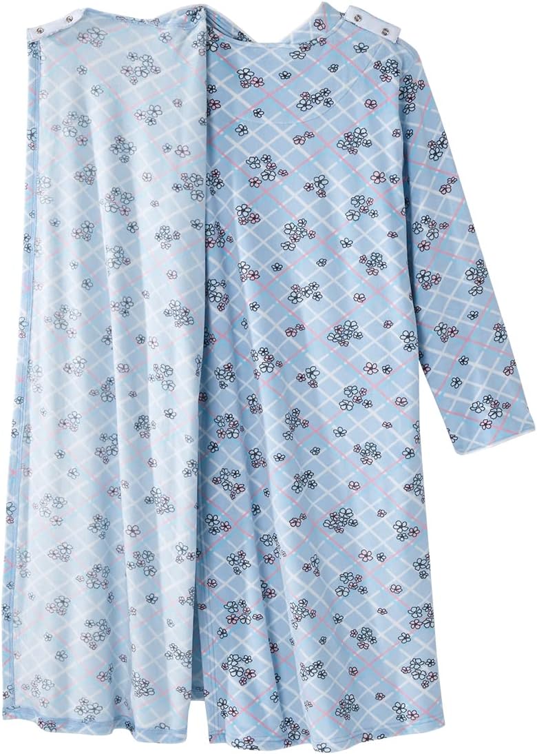 Silverts Women’s Adaptive Clothing Open Back Plush Nightgown, Assisted Dressing Gown for Elderly, Nursing Home Wear
