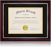 Egofine Diploma Frames 8.5 x 11 with Mat Solid Wood Degree frame Covered by Plexiglass, Certificate Frame 11x14 Without Mat, Picture Frame for Wall and Tabletop Display, Cherry Red with Gold Edge