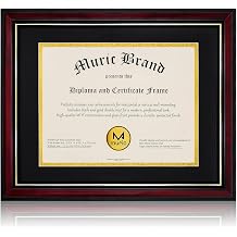 Egofine Diploma Frames, 8.5 x 11 Certificate frame with Mat Solid Wood, Degree Frame 11x14 Without Mat, Picture Frame for Wall and Tabletop Display, Cherry Red with Gold Edge, UV Protection Acrylic