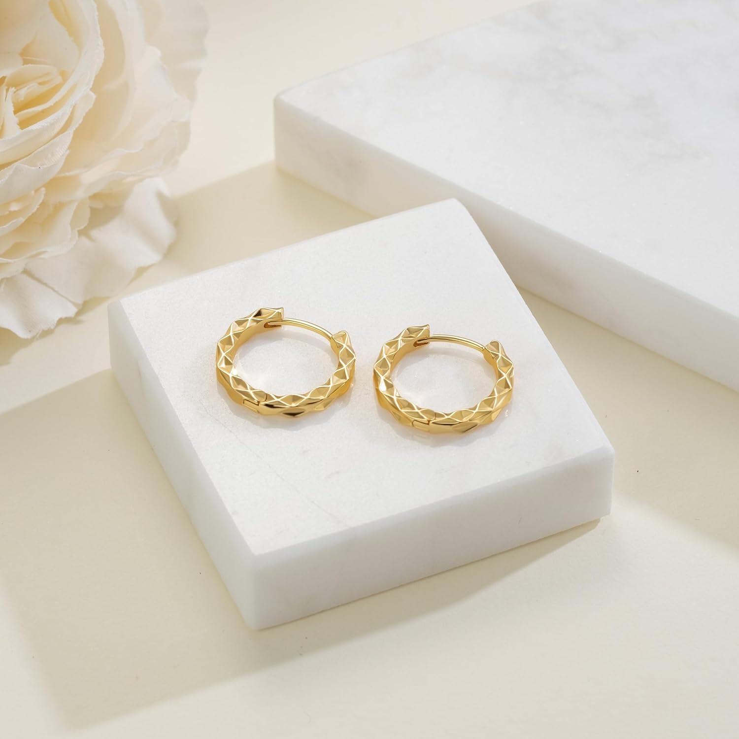 14K Gold Hoop Earrings for Women Gold Earrings for Women Hoop Earring for Womens Hoops Starry Surface Sparkling Brightly Hypoallergenic Hoops Earring for Womens 18mm - Image 9