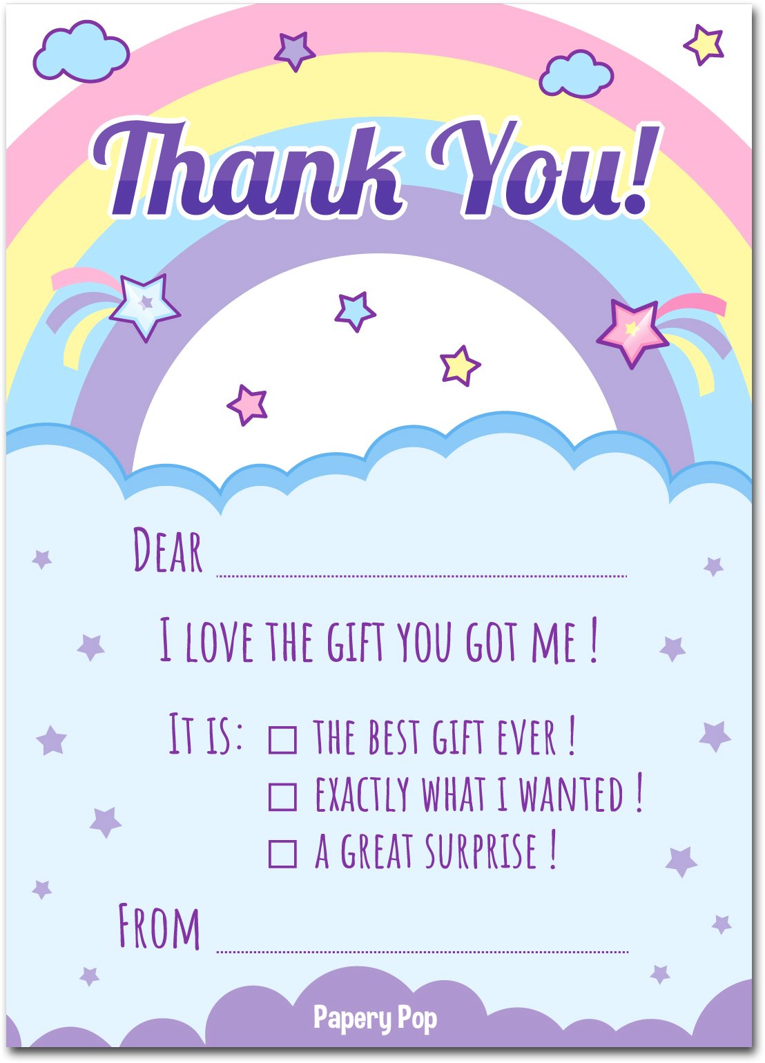 Buy Kids Thank You Cards with Envelopes (15 Count) - Kids Birthday