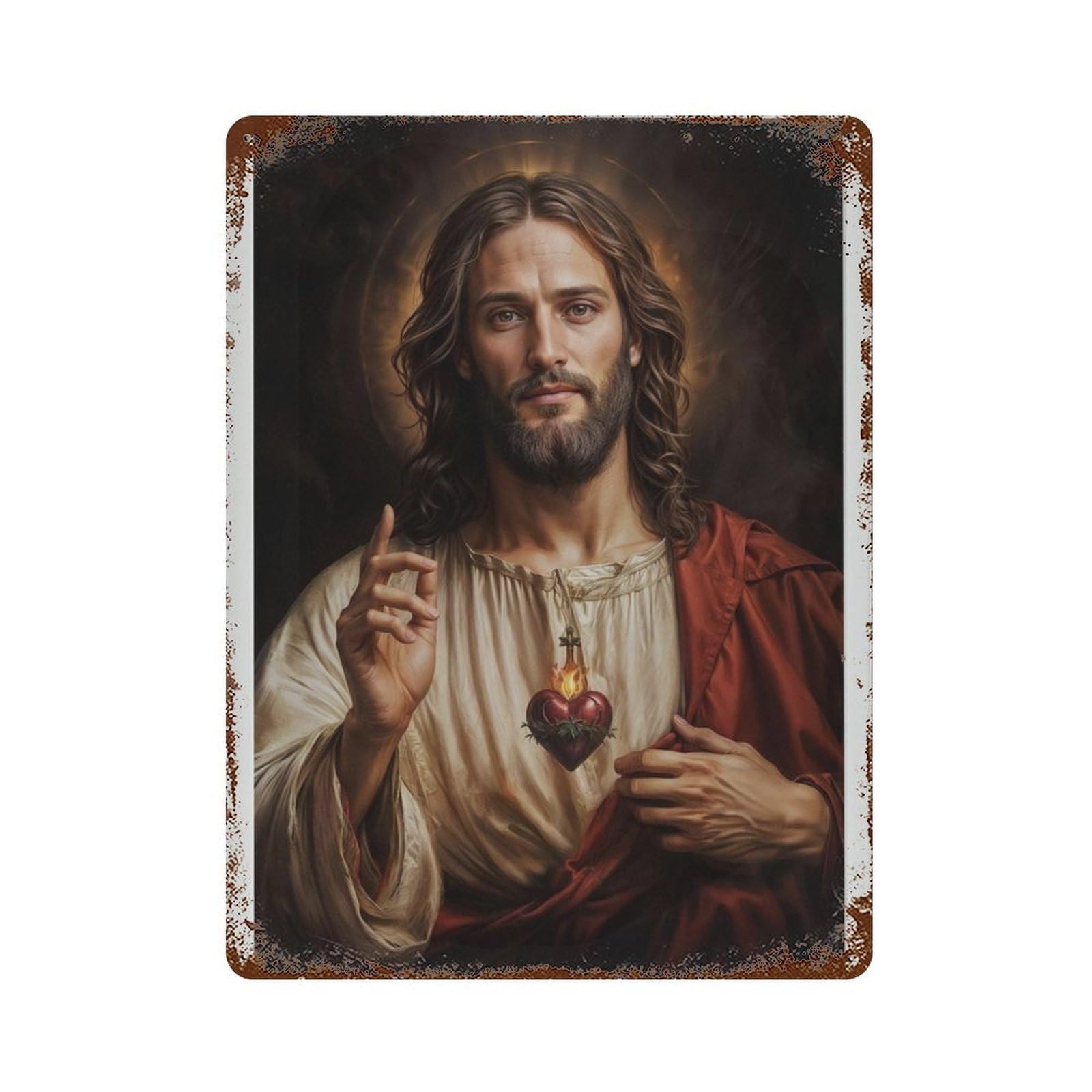 xiaoxiaoshen Sacred He Jesus Christian Spiritual Fine Poster Wall Decor Art Metal Tin Poster Modern Home Decor Art Home Bar Shop Decorations Vintage Sign 40x30cm