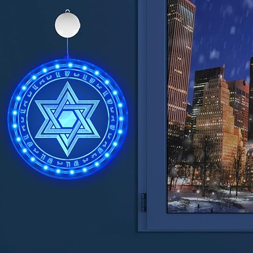 Miniatura 5 de Decoraciones de Hanukkah con estrella de David, luces LED decorativas de Janucá para judíos, judíos, sinagoga, Pascua, Shabat, Hanukkah, regalo,