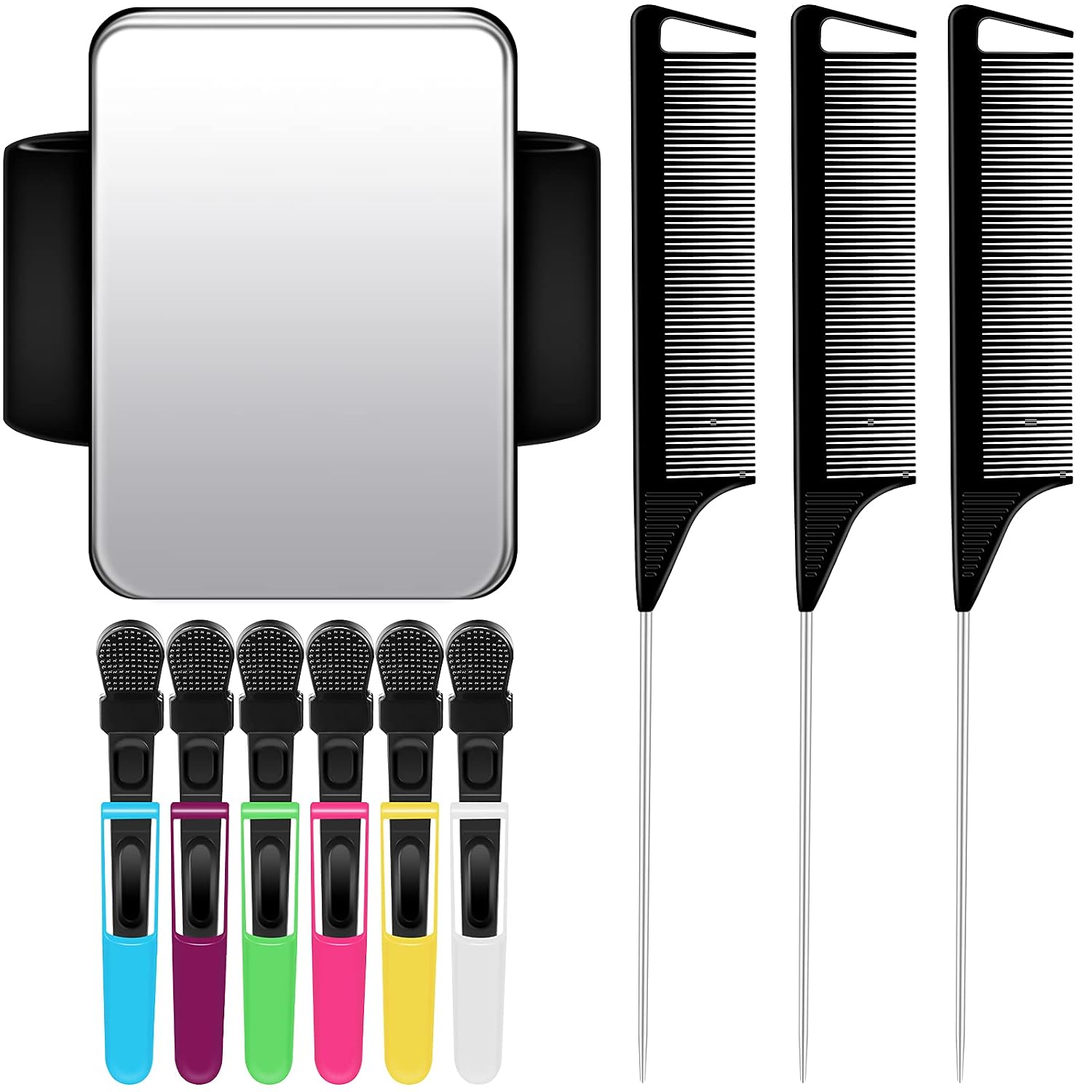 Geiserailie 10 Pcs Magnetic Gel Wrist Styling Tool Set,Black Wrist Strap