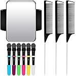 Geiserailie 10 Pcs Hair Styling Tools Set Magnetic Gel & Silicone Wristband for Stylists and Braiders, Wrist Strap, 3 Rat Tail Combs and 6 Plastic Clips(Black Wrist Strap)