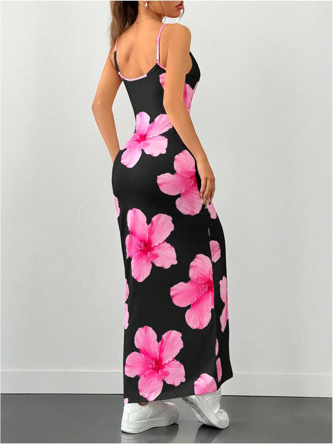 Milumia Women's Floral Cami Maxi Dress Summer Spaghetti Strap Slip Party Long Bodycon Fishtail Dress - Image 2