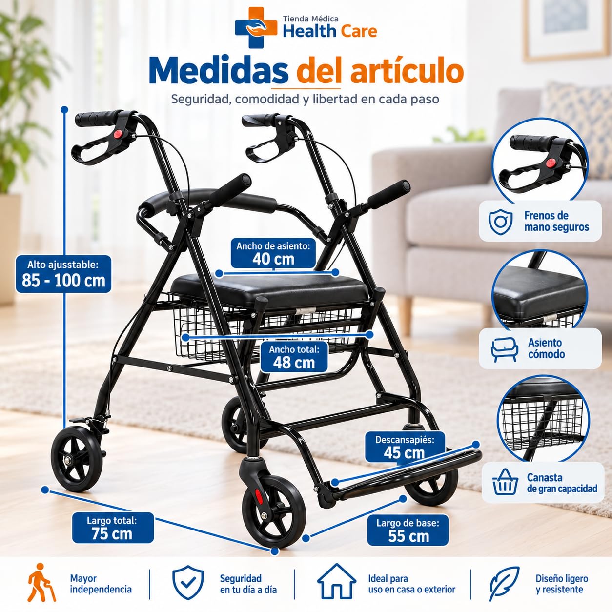 ROL-967N: Medidas declaradas del modelo negro