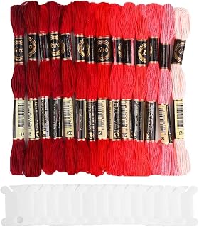 DERAYEE Rot 14 Farben je 8 Meter Stickgarn Set,Kreuzstichfäden für Sticken,Basteln, Kreuzstich,Häkeln