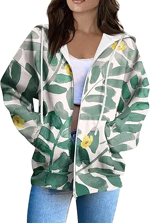 Zip Up Hoodie Women Casual Oversized Sweatshirts - Fall Fashion Fleece Lined Jacket - Thick Warm Coat Winter Clothing