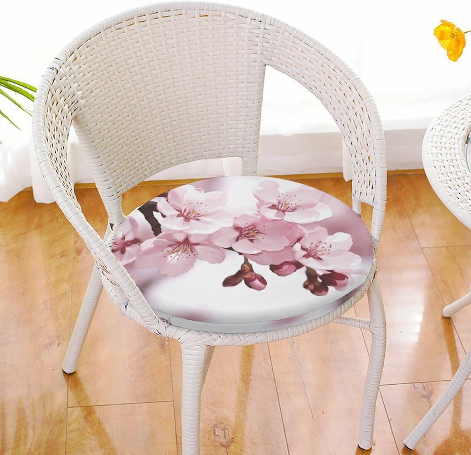 Cherry Blossom Round Cushion Memory Foam Seat Cushions 15In Comfort Meditation Floor Pillow Anti Slip Soft Stool Cushion Chair Pad for Tatami Living Room Yoga