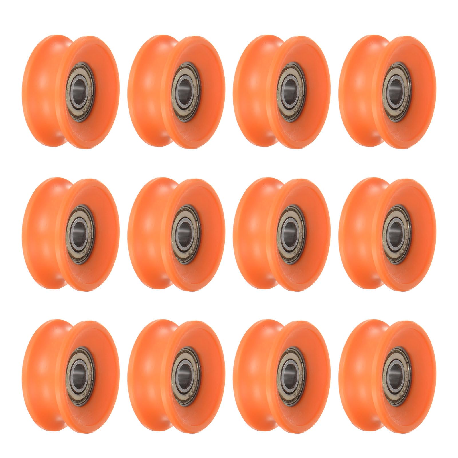 uxcell 12pcs U Type Groove Pulley Nylon Guide Rolling Bearing 6x30x13mm U Groove Roller Wheel for Door Window, Orange