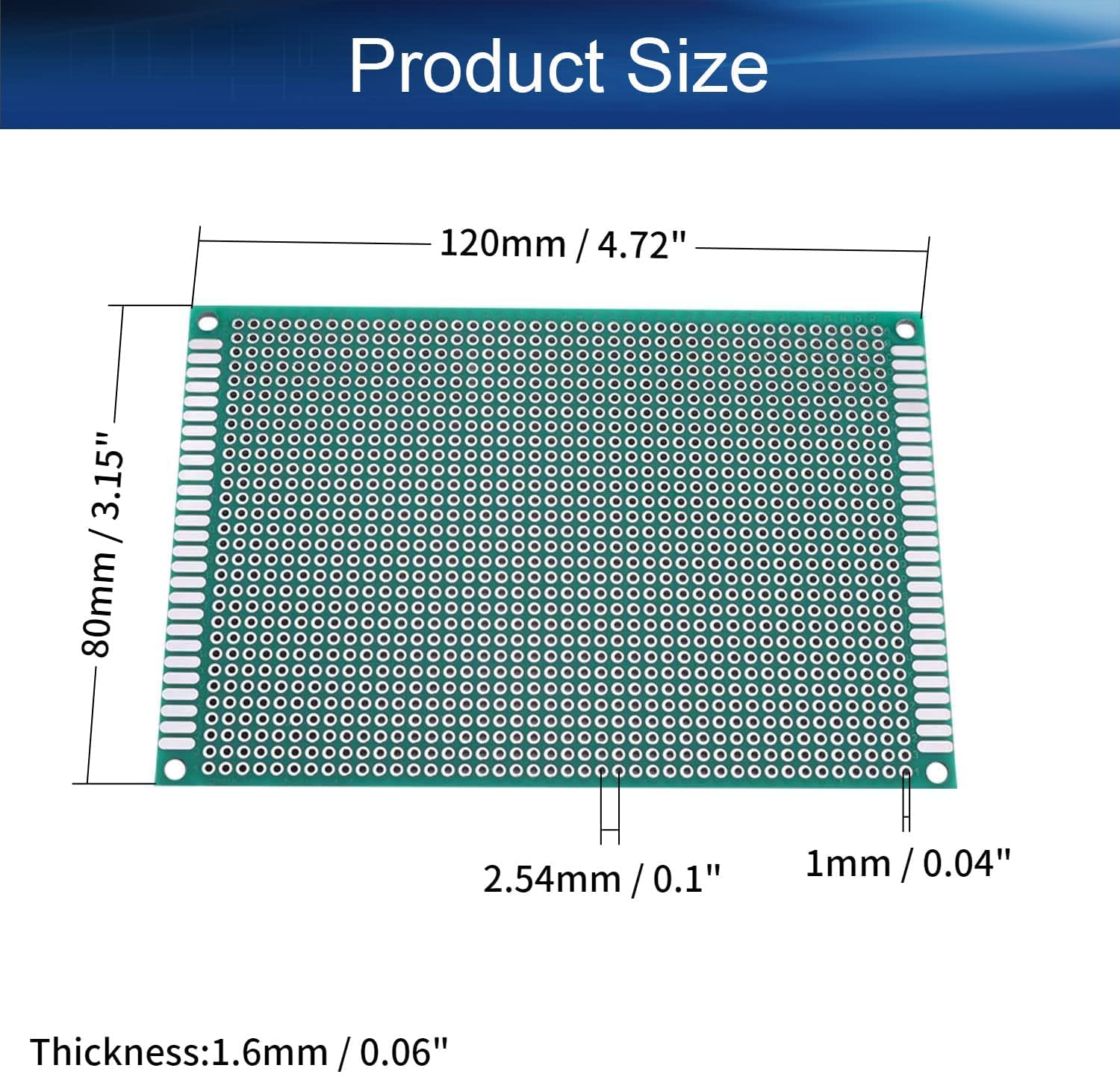 Heyiarbeit Lot de 10 cartes de prototypage de circuit imprimé double face 80 x 120 mm PCB pour projets électroniques de soudure