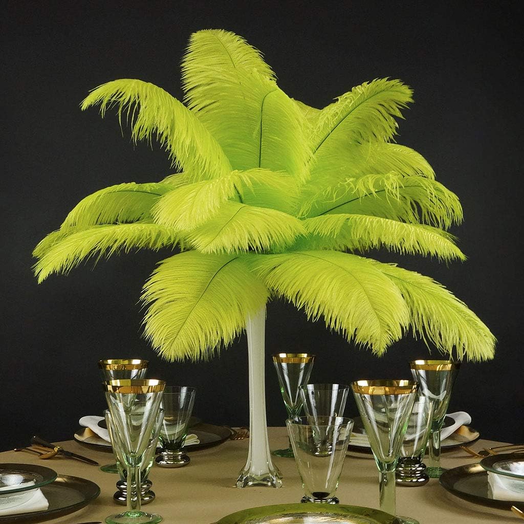 Zucker Feather Products Ostrich Feathers for Centerpieces- Wedding Decorations- Feathers for Crafts, 12 Pieces, 13-16 inch, Lime Green