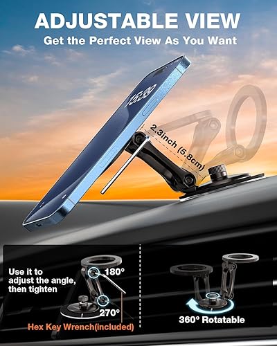 Miniatura 7 de Smolink Soporte de teléfono Tesla, soporte magnético de metal fuerte para el salpicadero del coche y el modelo Tesla 3YSX, plegable oculto para el