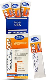 RecoverORS 8 in 1 Electrolyte Powder & Advanced Vitamin C Defense Hydration Pack, Dual Keto Food Friendly & Potassium Supplement Booster, Adult Low Carb Oral Rehydration Solution Drink Mix (4-Pack)