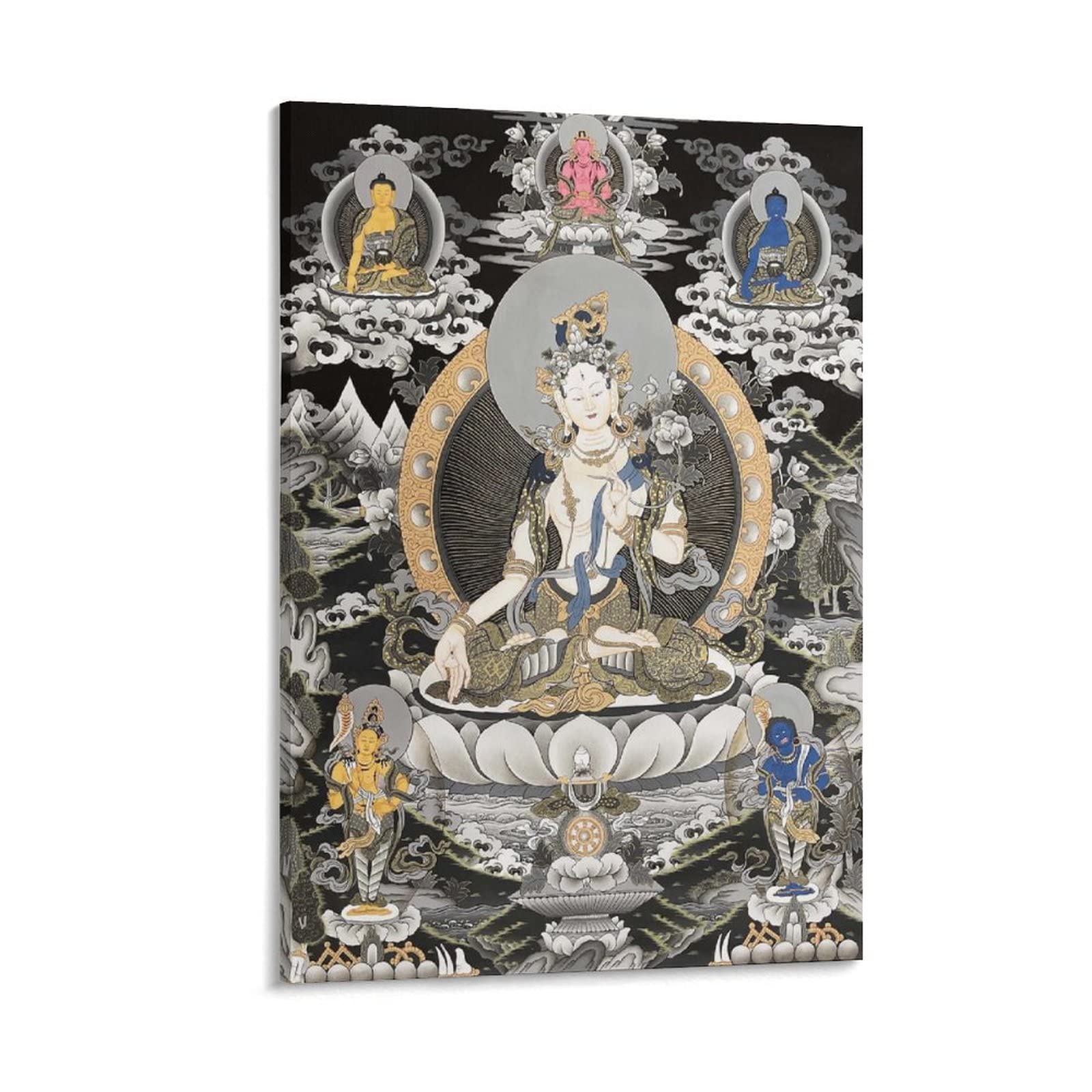 Tara bianca con Medicina Buddha Buddismo Religione Meditazione Poster Decorazione per la Casa Poster Decorazione per la Camera da Letto Decorativa Estetica 60 x 90 cm