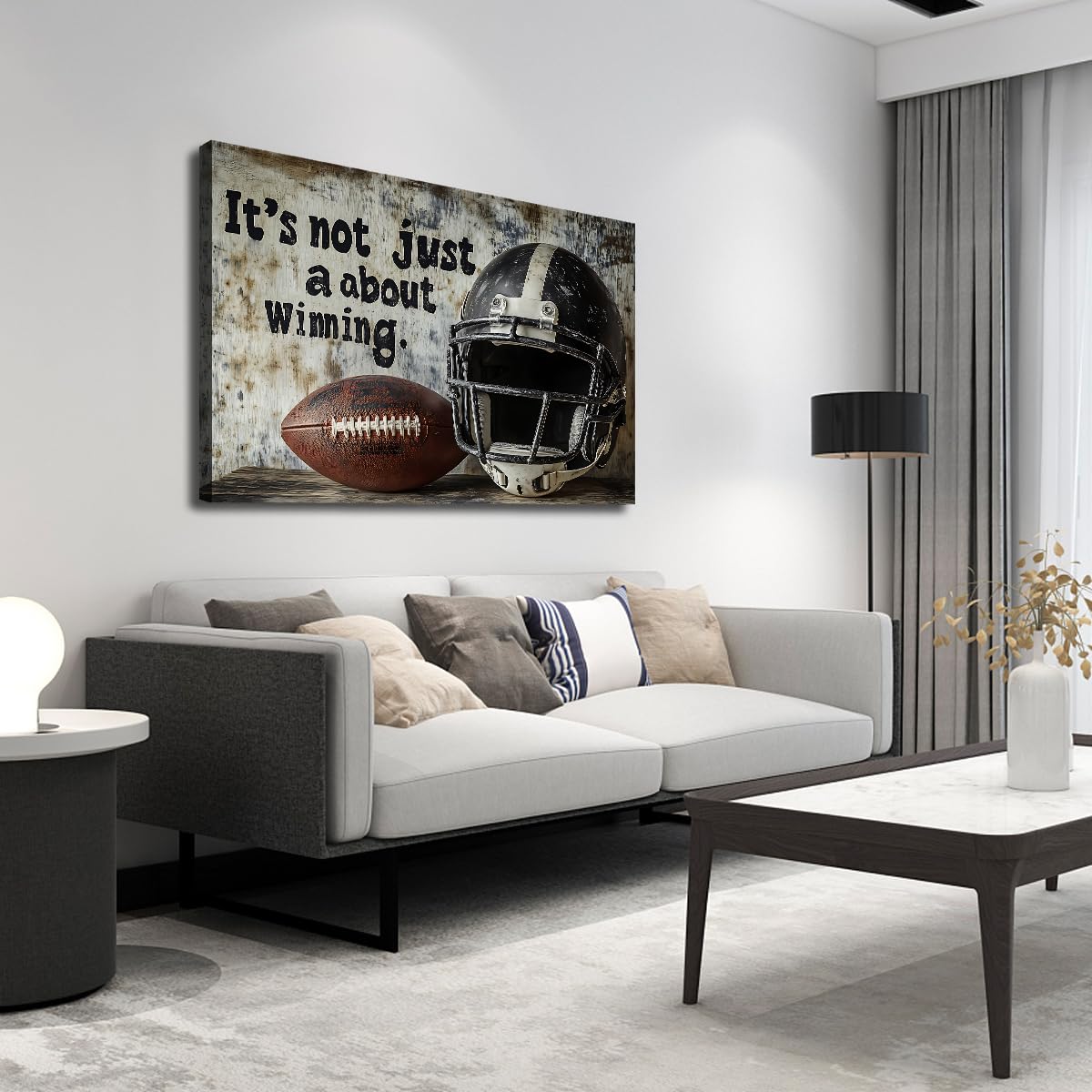 TOANGWALL Tela rústica de fútbol americano Arte mural Grabados de casco Murales deportivos Pósteres motivacionales Obras de arte Pinturas para hombre Sala de juegos Decoración del hogar 80x120cm