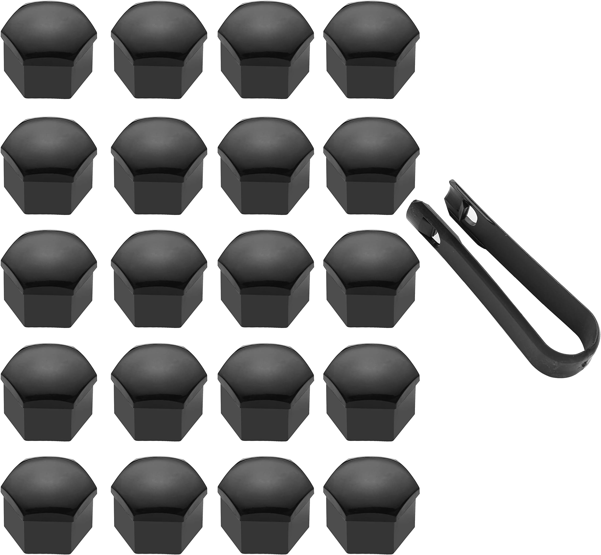 17 mm Wheel Nut Covers, 20 Pcs Car Wheel Nut Caps, Universal Wheel Bolt Covers with Removal Tool, Gloss Black