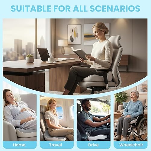 Miniatura 9 de Cojín de Asiento OVRST, Cojín de Memoria para Silla de Oficina, Diseño Ergonómico, Alivio de Ciática y Dolor por Sentarse a Largo Plazo, Adecuado