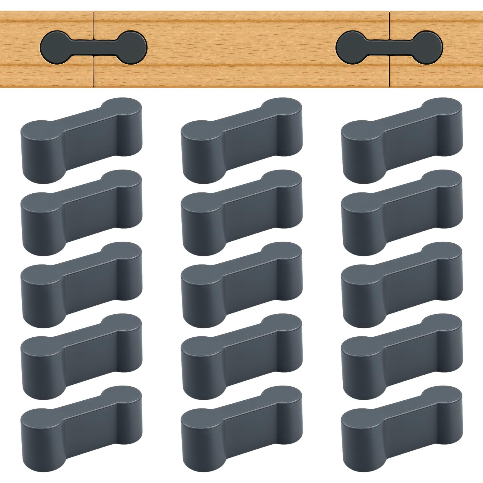 Lot de 15 adaptateurs universels pour rails en bois - Réutilisables - Adaptateur de connexion de voie en bois - Pour fête d'anniversaire