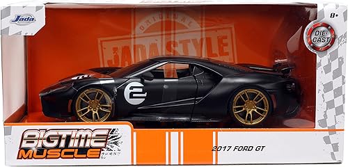 Miniatura 2 de Jada Toys Big Time Muscle 1:24 2017 Ford GT - Coche fundido a presión, rayas negras/blancas, juguetes para niños y adultos