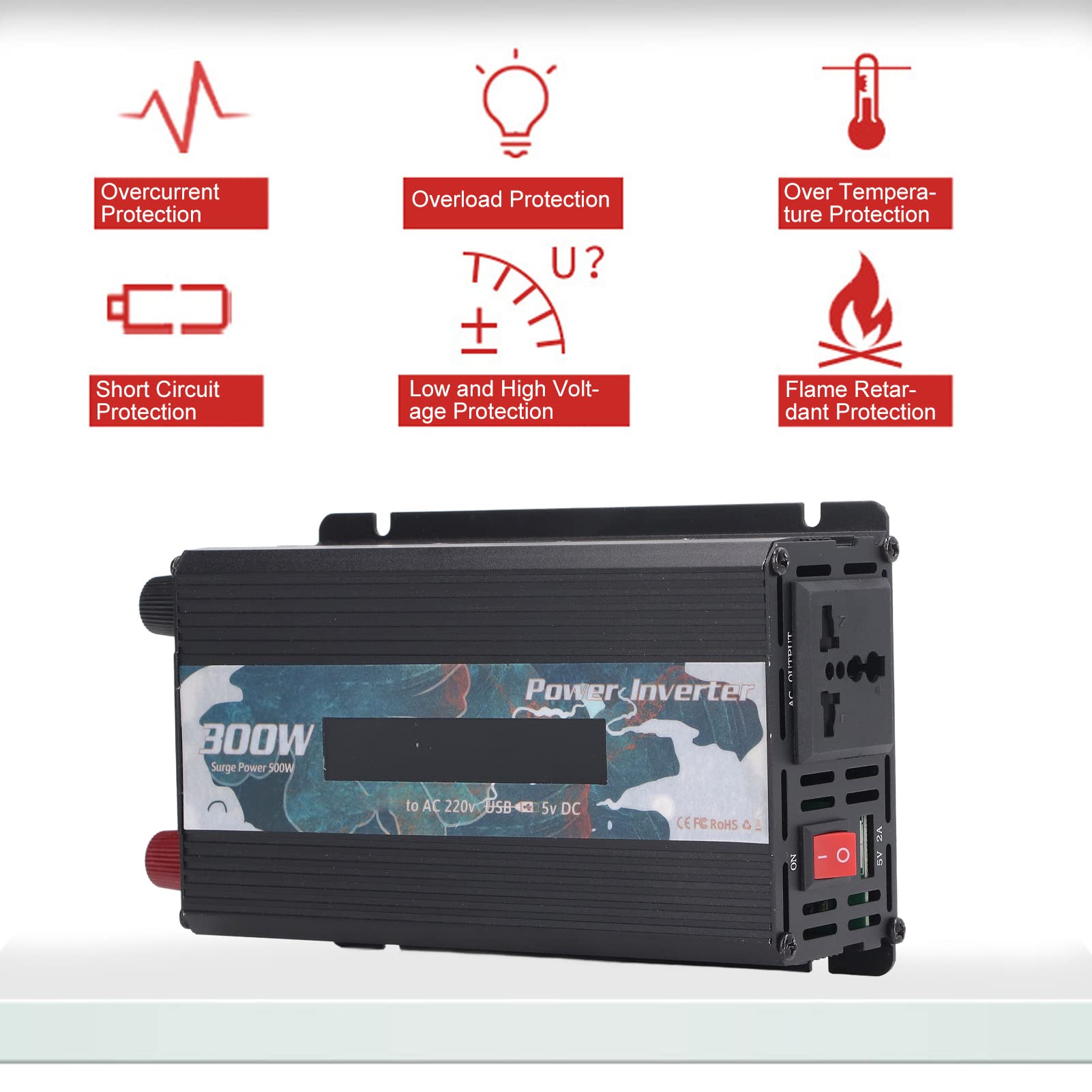 Topiky Falownik Samochodowy DC na AC 220 V 300 W Zmodyfikowany Konwerter