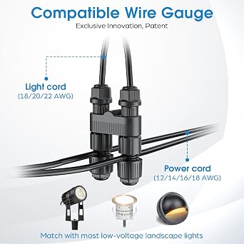 HIBOITEC Wire Connectors for Outdoor Low Voltage Spotlights/Pathway Lights/In-ground Lights/Desk Step Lights, Waterproof 12-18 Gauge Landscape Lighting Connectors, 8 Pack