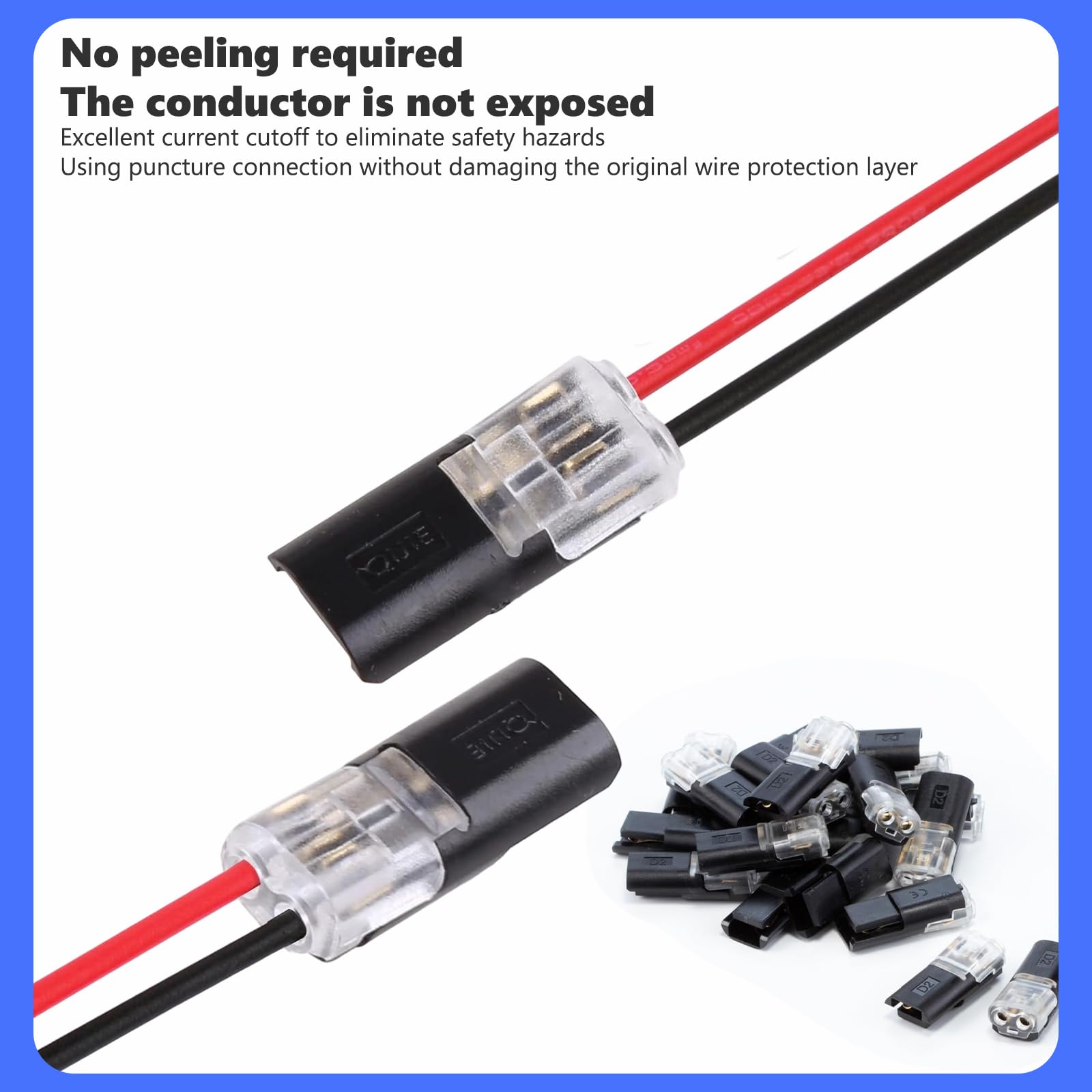 20 Pcs Conectores de Cable Impermeables, Conectores Electricos Rapidos, Conector Rapido Electrico Cables 2 Pines, Terminal de Empalme Duradero y Reutilizable, Terminal en H