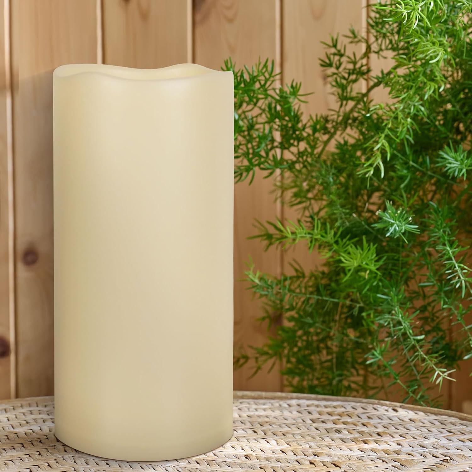 6 x 12 Extra Large Waterproof Outdoor Flameless Candle with Auto 6 Hour Timer, Battery Operated LED Pillar Candle for Lantern, Front Porch, Ivory Plastic, Long Last for 6 Month