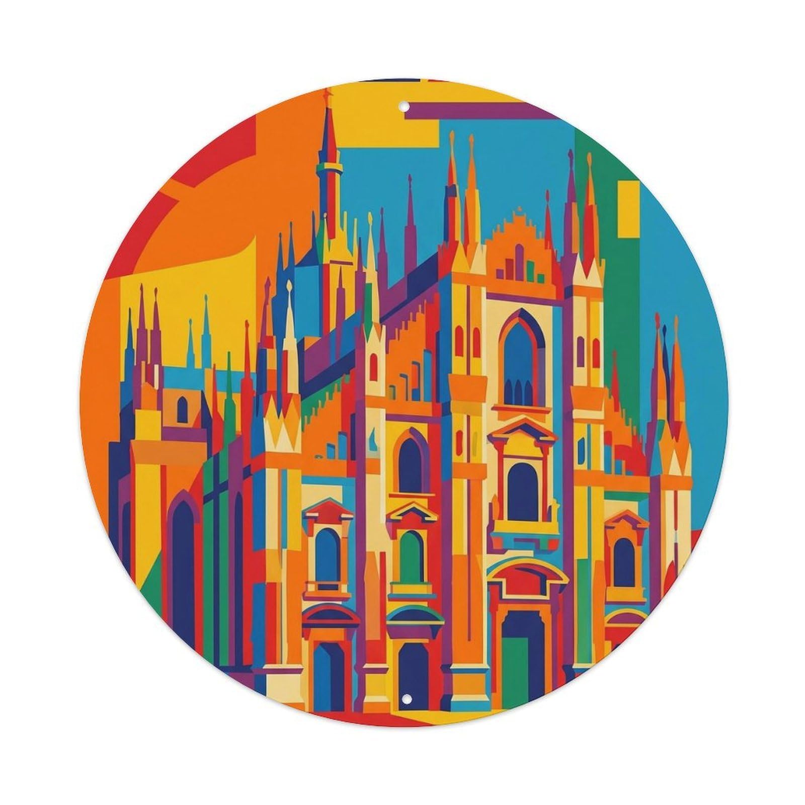 Vintage Travel Milan Italy Abstract Metal Tin Sign