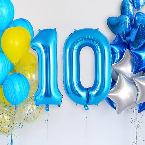 Miniatura 2 de Globo de número 0 azul de 40 pulgadas, globos grandes de papel de aluminio de helio, globos gigantes de Mylar número 0 para suministros de
