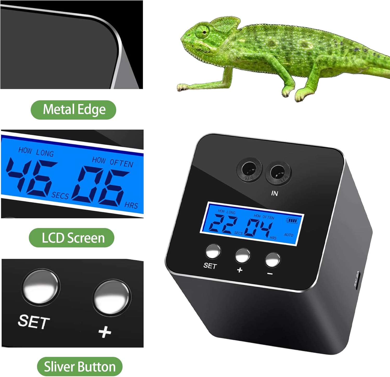 Reptile Humidifier & Mister for Tank with Auto Timer – 360° Adjustable Spray System, Fogger for Amphibians, Frogs, Snakes, Terrarium Plants
