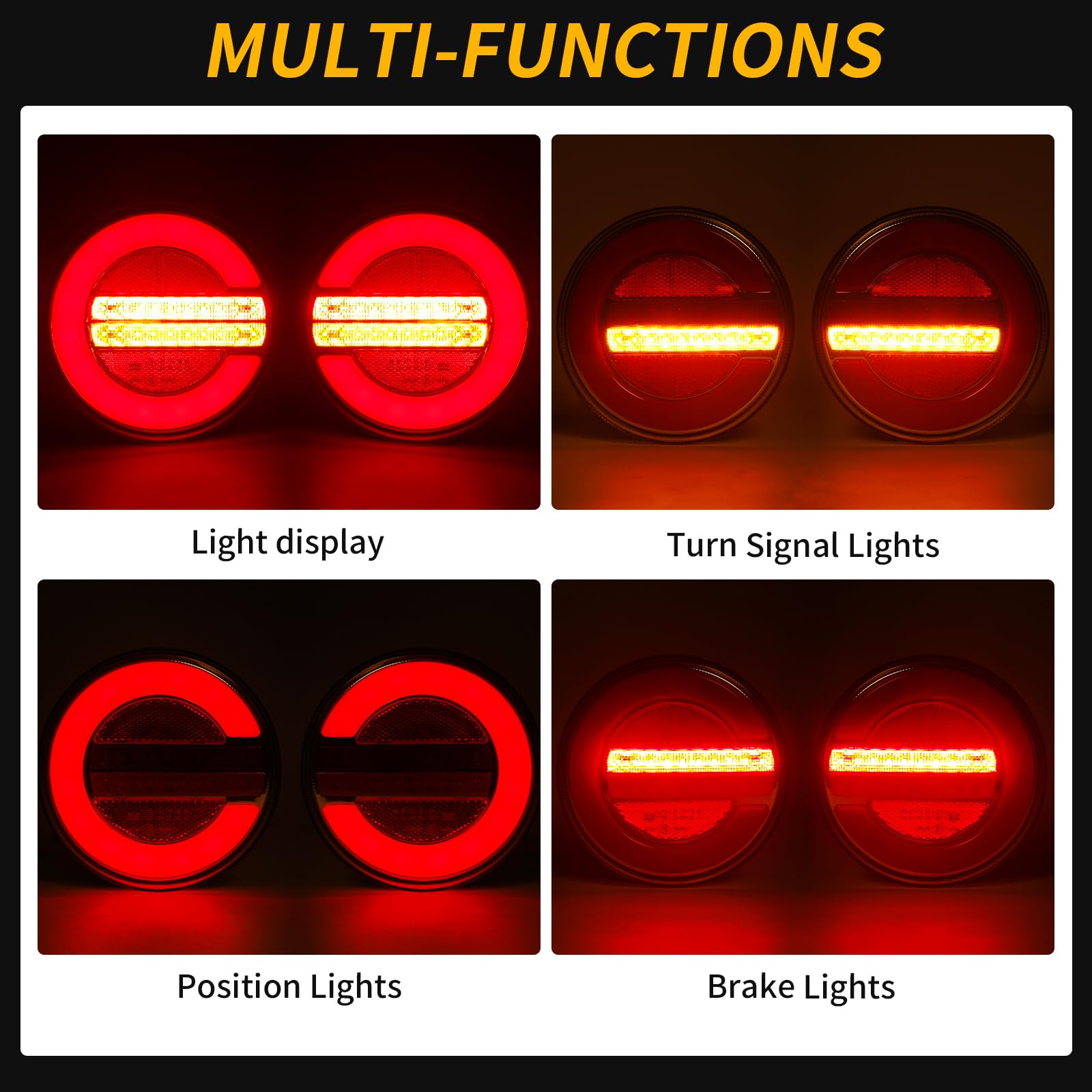 Yuanjoy Led-achterlicht, 2 stuks, 12/24 V, IP67 waterdicht, E-keurmerk, achterlichten voor aanhanger, vrachtwagen, caravan, bestelwagen, tractor