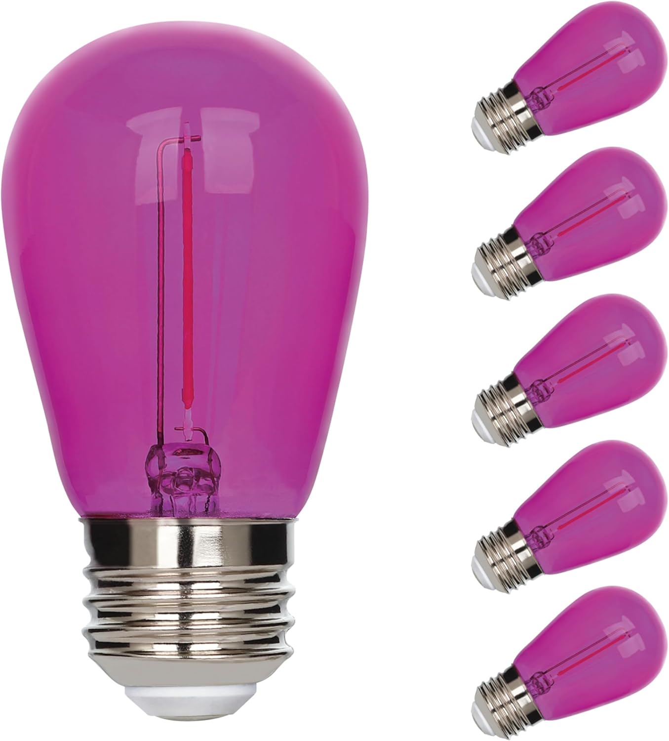 Westinghouse 5371020 2 Watt (40 Watt Equivalent) S14 Omni Filament Pink LED Light Bulb Medium (E26) Base, 6-Pack