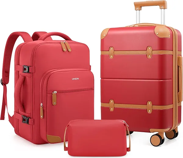 Mosslly Luggage Sets 3 Piece, Expandable 100% PC Hardshell Suitcase with Spinner Wheels, 20in Suitcase Set with TSA Lock for Women, Carry On Luggage with Travel Backpack