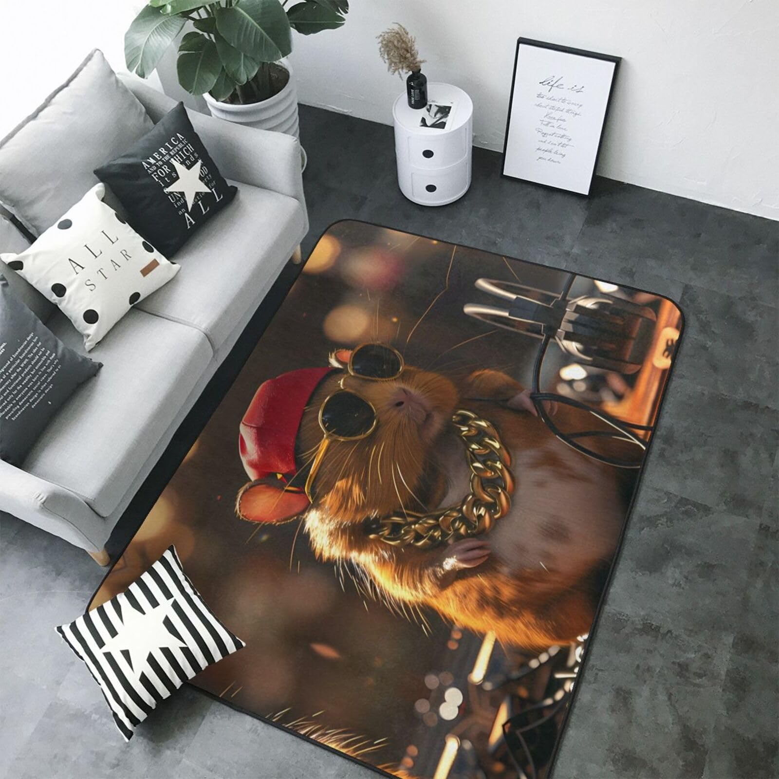 Tapis hip-hop doux pour salon : le confort lavable au style urbain unique